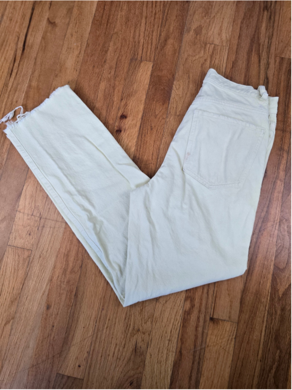 Pacsun Dad Jeans Women’s 26 Yellow Cream High Rise Distressed Straight Leg Y2K